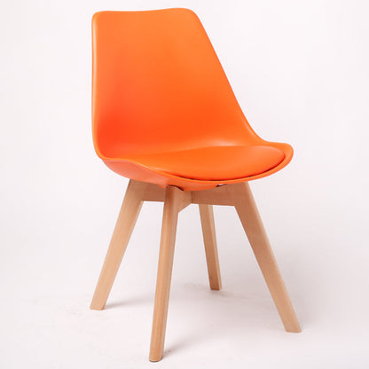 Scandinavian Dining Chair 17'' Wide Solid Back Chair with Wood Legs for Home Use Orange Plastic 1 Piece Clearhalo ' kitchen&dining_furn' 'Dining Chairs' 'Dining Tables & Seating' 'dining_chair' 'Furniture' 'furniture_dining_chair' 'Kitchen & Dining Furniture' 'kitchen' 3483716