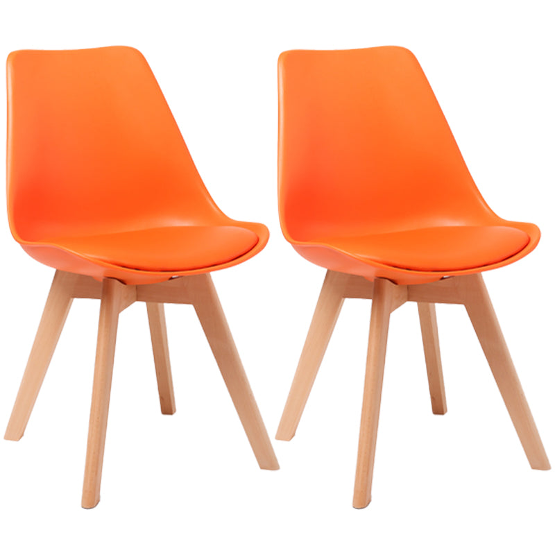 Scandinavian Dining Chair 17'' Wide Solid Back Chair with Wood Legs for Home Use Orange Plastic Set of 2 Clearhalo ' kitchen&dining_furn' 'Dining Chairs' 'Dining Tables & Seating' 'dining_chair' 'Furniture' 'furniture_dining_chair' 'Kitchen & Dining Furniture' 'kitchen' 3483717