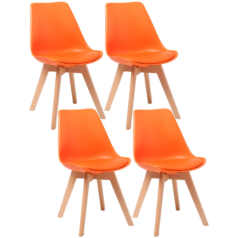 Scandinavian Dining Chair 17'' Wide Solid Back Chair with Wood Legs for Home Use Orange Plastic Set of 4 Clearhalo ' kitchen&dining_furn' 'Dining Chairs' 'Dining Tables & Seating' 'dining_chair' 'Furniture' 'furniture_dining_chair' 'Kitchen & Dining Furniture' 'kitchen' 3483718