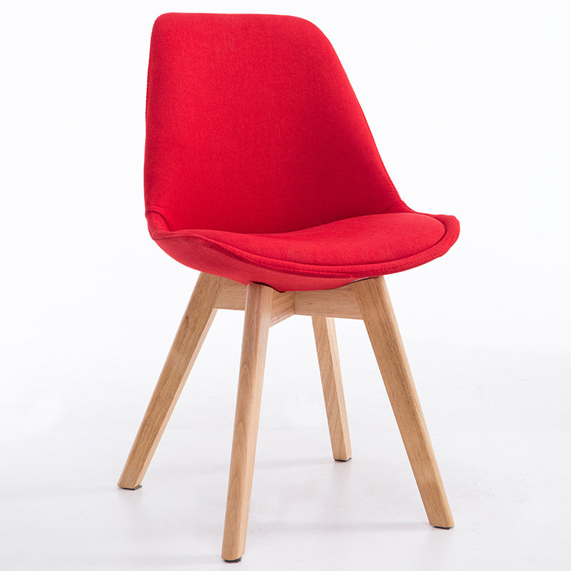 Scandinavian Dining Chair 17'' Wide Solid Back Chair with Wood Legs for Home Use Red Cotton and Linen 1 Piece Clearhalo ' kitchen&dining_furn' 'Dining Chairs' 'Dining Tables & Seating' 'dining_chair' 'Furniture' 'furniture_dining_chair' 'Kitchen & Dining Furniture' 'kitchen' 3483719