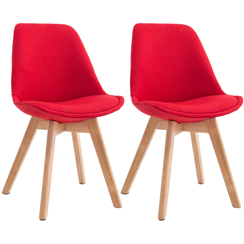 Scandinavian Dining Chair 17'' Wide Solid Back Chair with Wood Legs for Home Use Red Cotton and Linen Set of 2 Clearhalo ' kitchen&dining_furn' 'Dining Chairs' 'Dining Tables & Seating' 'dining_chair' 'Furniture' 'furniture_dining_chair' 'Kitchen & Dining Furniture' 'kitchen' 3483720