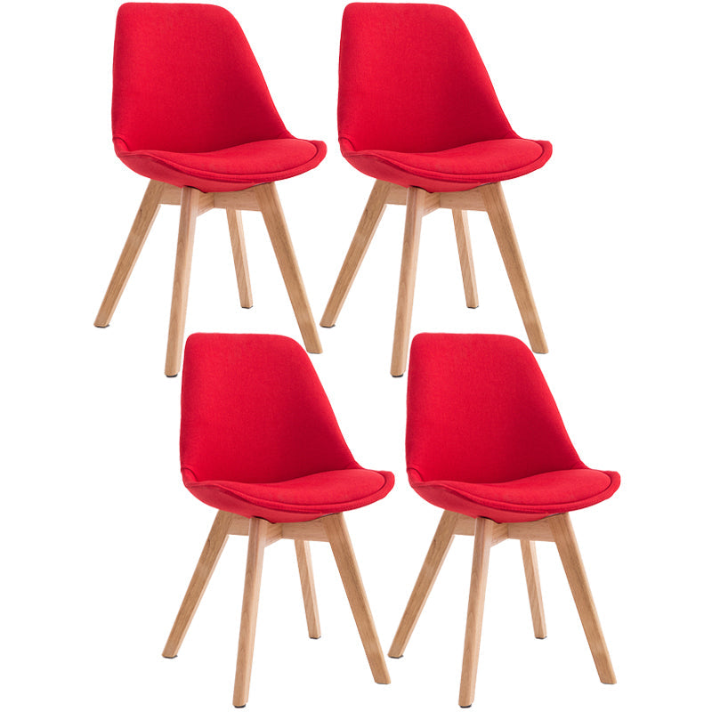 Scandinavian Dining Chair 17'' Wide Solid Back Chair with Wood Legs for Home Use Red Cotton and Linen Set of 4 Clearhalo ' kitchen&dining_furn' 'Dining Chairs' 'Dining Tables & Seating' 'dining_chair' 'Furniture' 'furniture_dining_chair' 'Kitchen & Dining Furniture' 'kitchen' 3483721