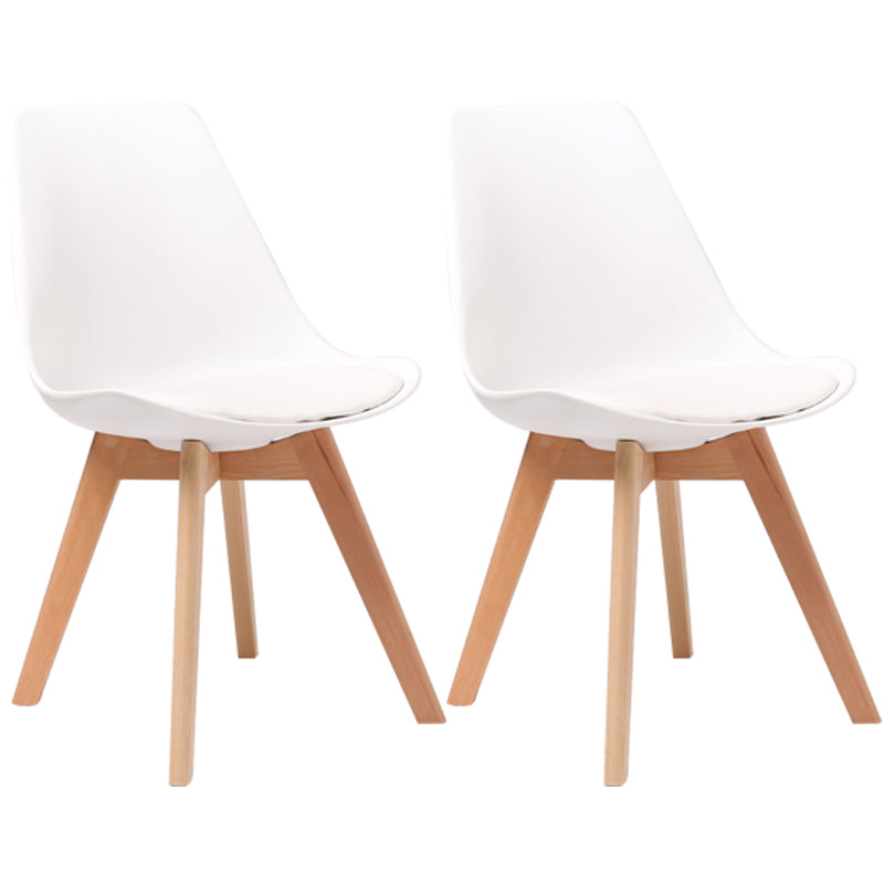 Scandinavian Dining Chair 17'' Wide Solid Back Chair with Wood Legs for Home Use White Plastic Set of 2 Clearhalo ' kitchen&dining_furn' 'Dining Chairs' 'Dining Tables & Seating' 'dining_chair' 'Furniture' 'furniture_dining_chair' 'Kitchen & Dining Furniture' 'kitchen' 3483723