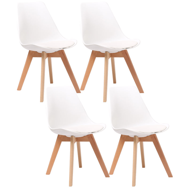 Scandinavian Dining Chair 17'' Wide Solid Back Chair with Wood Legs for Home Use White Plastic Set of 4 Clearhalo ' kitchen&dining_furn' 'Dining Chairs' 'Dining Tables & Seating' 'dining_chair' 'Furniture' 'furniture_dining_chair' 'Kitchen & Dining Furniture' 'kitchen' 3483724