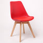 Scandinavian Dining Chair 17'' Wide Solid Back Chair with Wood Legs for Home Use Red Plastic 1 Piece Clearhalo ' kitchen&dining_furn' 'Dining Chairs' 'Dining Tables & Seating' 'dining_chair' 'Furniture' 'furniture_dining_chair' 'Kitchen & Dining Furniture' 'kitchen' 3483725