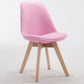 Scandinavian Dining Chair 17'' Wide Solid Back Chair with Wood Legs for Home Use Pink Cotton and Linen 1 Piece Clearhalo ' kitchen&dining_furn' 'Dining Chairs' 'Dining Tables & Seating' 'dining_chair' 'Furniture' 'furniture_dining_chair' 'Kitchen & Dining Furniture' 'kitchen' 3483728