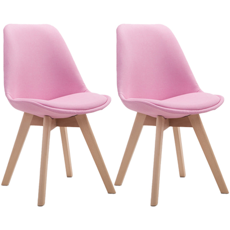Scandinavian Dining Chair 17'' Wide Solid Back Chair with Wood Legs for Home Use Pink Cotton and Linen Set of 2 Clearhalo ' kitchen&dining_furn' 'Dining Chairs' 'Dining Tables & Seating' 'dining_chair' 'Furniture' 'furniture_dining_chair' 'Kitchen & Dining Furniture' 'kitchen' 3483729