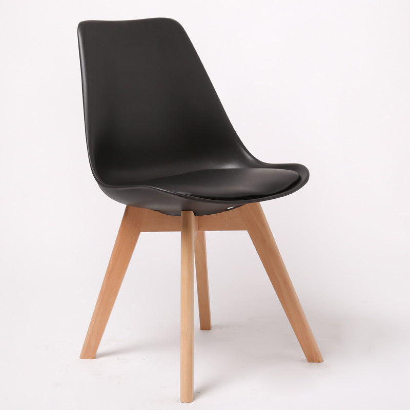 Scandinavian Dining Chair 17'' Wide Solid Back Chair with Wood Legs for Home Use Black Plastic 1 Piece Clearhalo ' kitchen&dining_furn' 'Dining Chairs' 'Dining Tables & Seating' 'dining_chair' 'Furniture' 'furniture_dining_chair' 'Kitchen & Dining Furniture' 'kitchen' 3483731