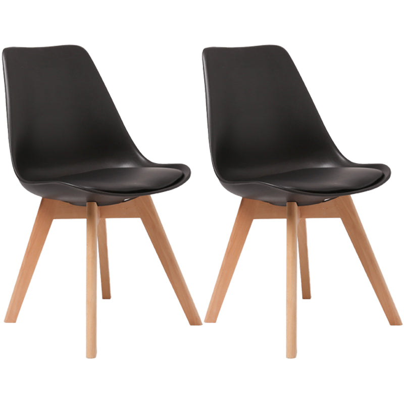Scandinavian Dining Chair 17'' Wide Solid Back Chair with Wood Legs for Home Use Black Plastic Set of 2 Clearhalo ' kitchen&dining_furn' 'Dining Chairs' 'Dining Tables & Seating' 'dining_chair' 'Furniture' 'furniture_dining_chair' 'Kitchen & Dining Furniture' 'kitchen' 3483732