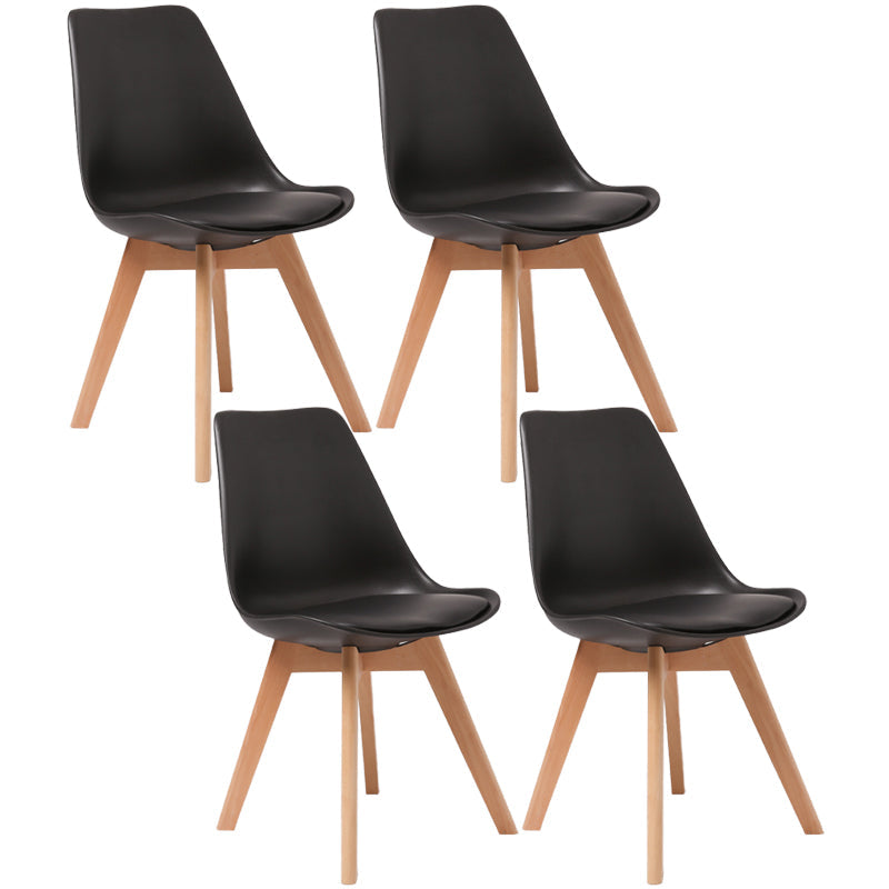 Scandinavian Dining Chair 17'' Wide Solid Back Chair with Wood Legs for Home Use Black Plastic Set of 4 Clearhalo ' kitchen&dining_furn' 'Dining Chairs' 'Dining Tables & Seating' 'dining_chair' 'Furniture' 'furniture_dining_chair' 'Kitchen & Dining Furniture' 'kitchen' 3483733