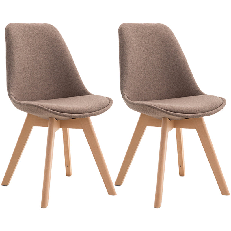 Scandinavian Dining Chair 17'' Wide Solid Back Chair with Wood Legs for Home Use Light Coffee Cotton and Linen Set of 2 Clearhalo ' kitchen&dining_furn' 'Dining Chairs' 'Dining Tables & Seating' 'dining_chair' 'Furniture' 'furniture_dining_chair' 'Kitchen & Dining Furniture' 'kitchen' 3483735