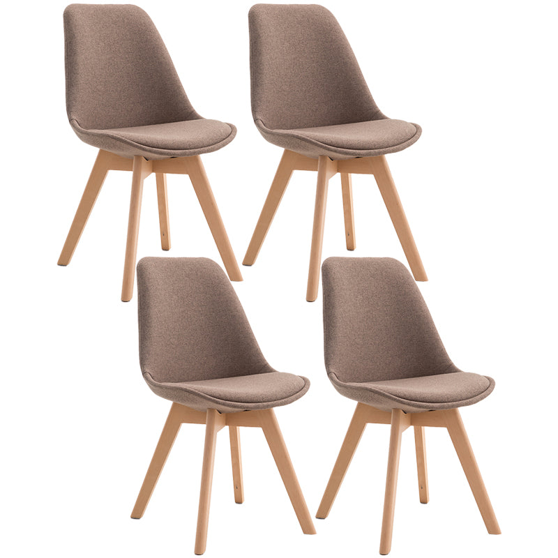 Scandinavian Dining Chair 17'' Wide Solid Back Chair with Wood Legs for Home Use Light Coffee Cotton and Linen Set of 4 Clearhalo ' kitchen&dining_furn' 'Dining Chairs' 'Dining Tables & Seating' 'dining_chair' 'Furniture' 'furniture_dining_chair' 'Kitchen & Dining Furniture' 'kitchen' 3483736