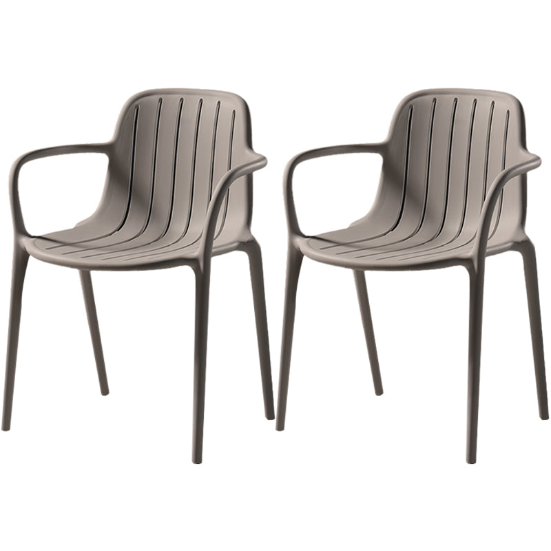 Contemporary Plastic Dining Arm Chair Windsor Back Side Chair for Home Use Grey 2 Piece Set Clearhalo ' kitchen&dining_furn' 'Dining Chairs' 'Dining Tables & Seating' 'dining_chair' 'furn' 'furn_dining_chair' 'Furniture' 'furniture_dining_chair' 'Kitchen & Dining Furniture' 'kitchen' 3483738