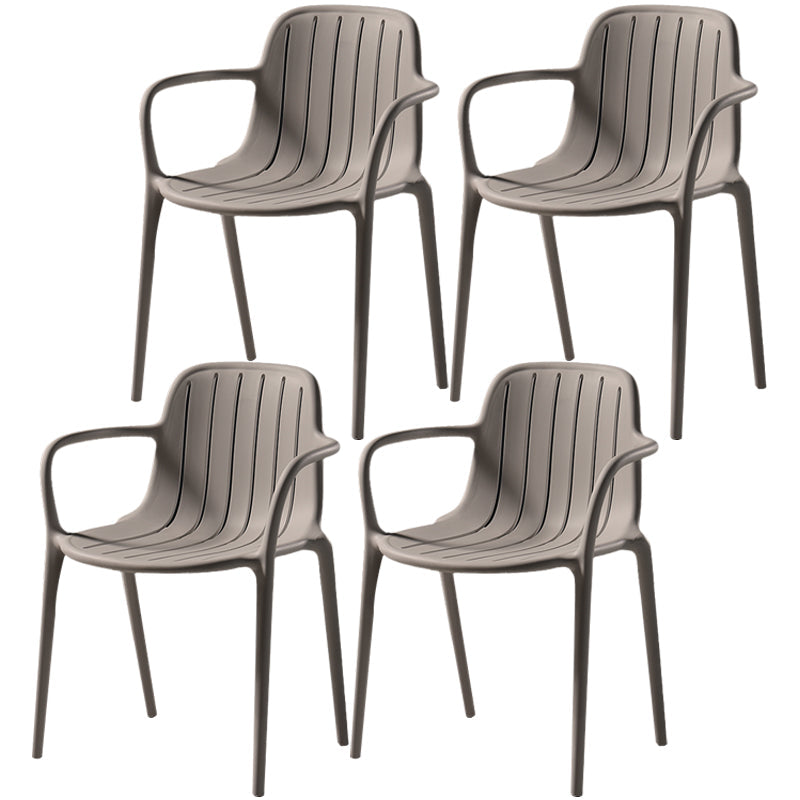 Contemporary Plastic Dining Arm Chair Windsor Back Side Chair for Home Use Grey 4 Piece Set Clearhalo ' kitchen&dining_furn' 'Dining Chairs' 'Dining Tables & Seating' 'dining_chair' 'furn' 'furn_dining_chair' 'Furniture' 'furniture_dining_chair' 'Kitchen & Dining Furniture' 'kitchen' 3483740