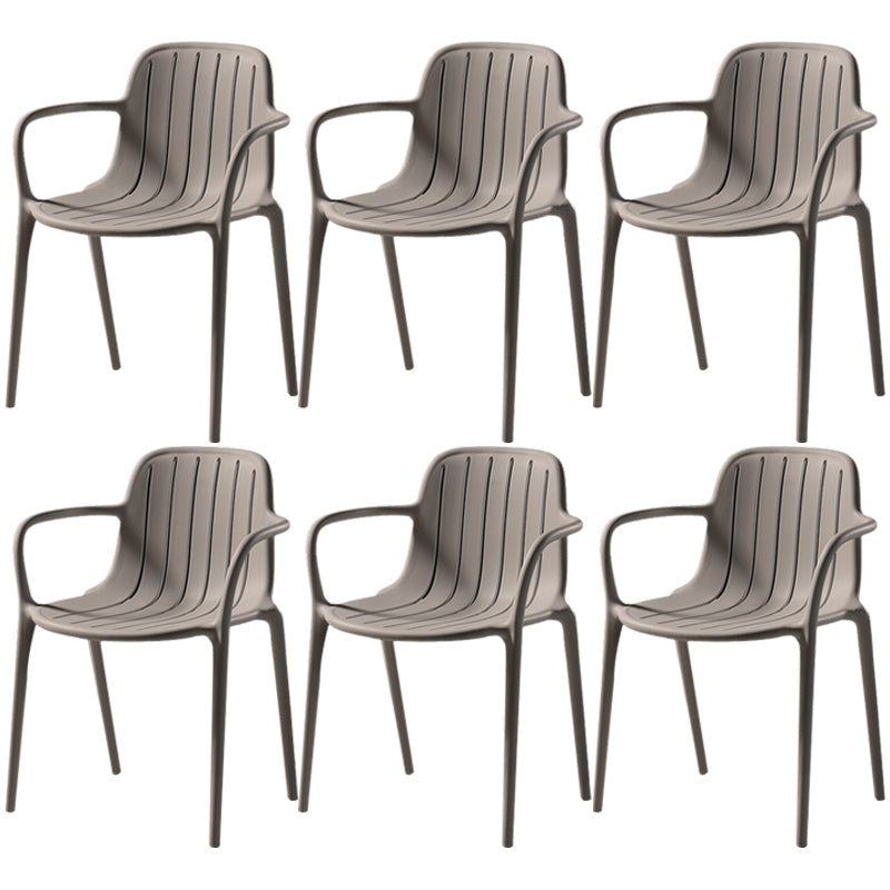 Contemporary Plastic Dining Arm Chair Windsor Back Side Chair for Home Use Grey 6 Piece Set Clearhalo ' kitchen&dining_furn' 'Dining Chairs' 'Dining Tables & Seating' 'dining_chair' 'furn' 'furn_dining_chair' 'Furniture' 'furniture_dining_chair' 'Kitchen & Dining Furniture' 'kitchen' 3483742