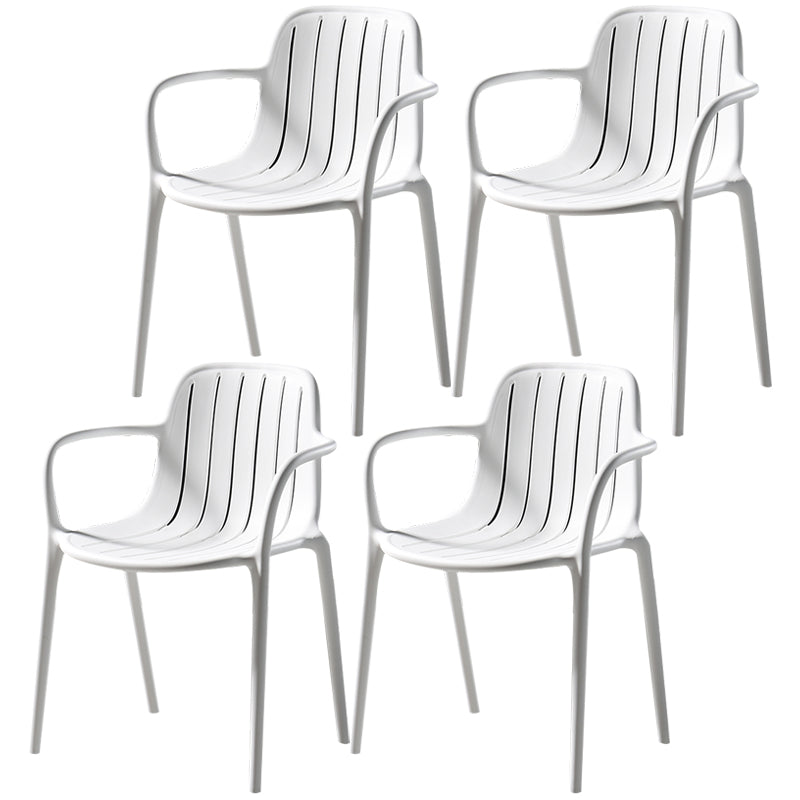 Contemporary Plastic Dining Arm Chair Windsor Back Side Chair for Home Use White 4 Piece Set Clearhalo ' kitchen&dining_furn' 'Dining Chairs' 'Dining Tables & Seating' 'dining_chair' 'furn' 'furn_dining_chair' 'Furniture' 'furniture_dining_chair' 'Kitchen & Dining Furniture' 'kitchen' 3483745