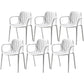 Contemporary Plastic Dining Arm Chair Windsor Back Side Chair for Home Use White 6 Piece Set Clearhalo ' kitchen&dining_furn' 'Dining Chairs' 'Dining Tables & Seating' 'dining_chair' 'furn' 'furn_dining_chair' 'Furniture' 'furniture_dining_chair' 'Kitchen & Dining Furniture' 'kitchen' 3483747