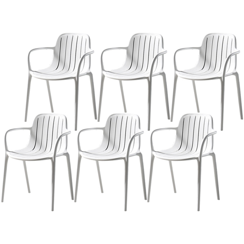 Contemporary Plastic Dining Arm Chair Windsor Back Side Chair for Home Use White 6 Piece Set Clearhalo ' kitchen&dining_furn' 'Dining Chairs' 'Dining Tables & Seating' 'dining_chair' 'furn' 'furn_dining_chair' 'Furniture' 'furniture_dining_chair' 'Kitchen & Dining Furniture' 'kitchen' 3483747