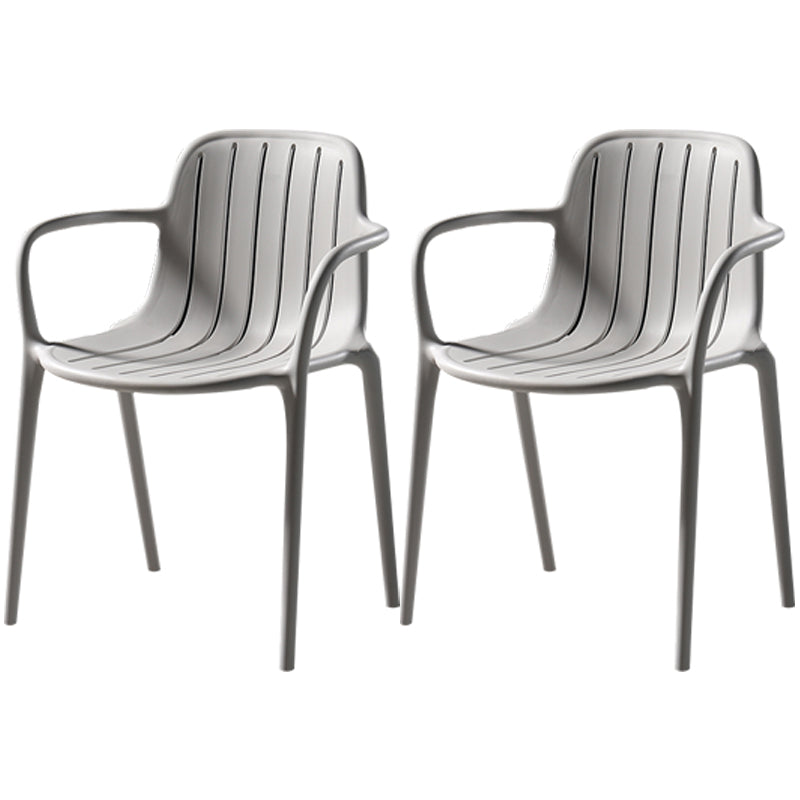 Contemporary Plastic Dining Arm Chair Windsor Back Side Chair for Home Use Light Gray 2 Piece Set Clearhalo ' kitchen&dining_furn' 'Dining Chairs' 'Dining Tables & Seating' 'dining_chair' 'furn' 'furn_dining_chair' 'Furniture' 'furniture_dining_chair' 'Kitchen & Dining Furniture' 'kitchen' 3483749