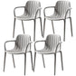 Contemporary Plastic Dining Arm Chair Windsor Back Side Chair for Home Use Light Gray 4 Piece Set Clearhalo ' kitchen&dining_furn' 'Dining Chairs' 'Dining Tables & Seating' 'dining_chair' 'furn' 'furn_dining_chair' 'Furniture' 'furniture_dining_chair' 'Kitchen & Dining Furniture' 'kitchen' 3483751