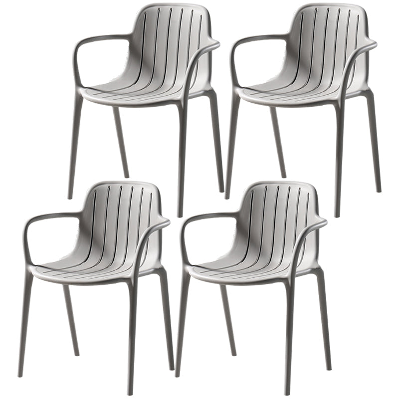 Contemporary Plastic Dining Arm Chair Windsor Back Side Chair for Home Use Light Gray 4 Piece Set Clearhalo ' kitchen&dining_furn' 'Dining Chairs' 'Dining Tables & Seating' 'dining_chair' 'furn' 'furn_dining_chair' 'Furniture' 'furniture_dining_chair' 'Kitchen & Dining Furniture' 'kitchen' 3483751