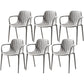 Contemporary Plastic Dining Arm Chair Windsor Back Side Chair for Home Use Light Gray 6 Piece Set Clearhalo ' kitchen&dining_furn' 'Dining Chairs' 'Dining Tables & Seating' 'dining_chair' 'furn' 'furn_dining_chair' 'Furniture' 'furniture_dining_chair' 'Kitchen & Dining Furniture' 'kitchen' 3483753