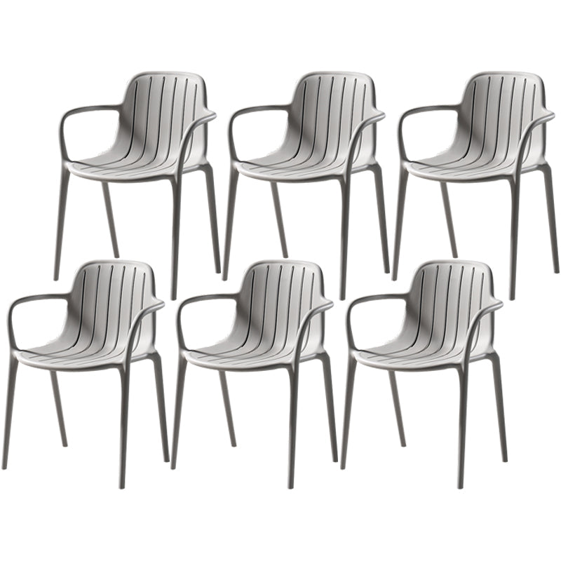 Contemporary Plastic Dining Arm Chair Windsor Back Side Chair for Home Use Light Gray 6 Piece Set Clearhalo ' kitchen&dining_furn' 'Dining Chairs' 'Dining Tables & Seating' 'dining_chair' 'furn' 'furn_dining_chair' 'Furniture' 'furniture_dining_chair' 'Kitchen & Dining Furniture' 'kitchen' 3483753