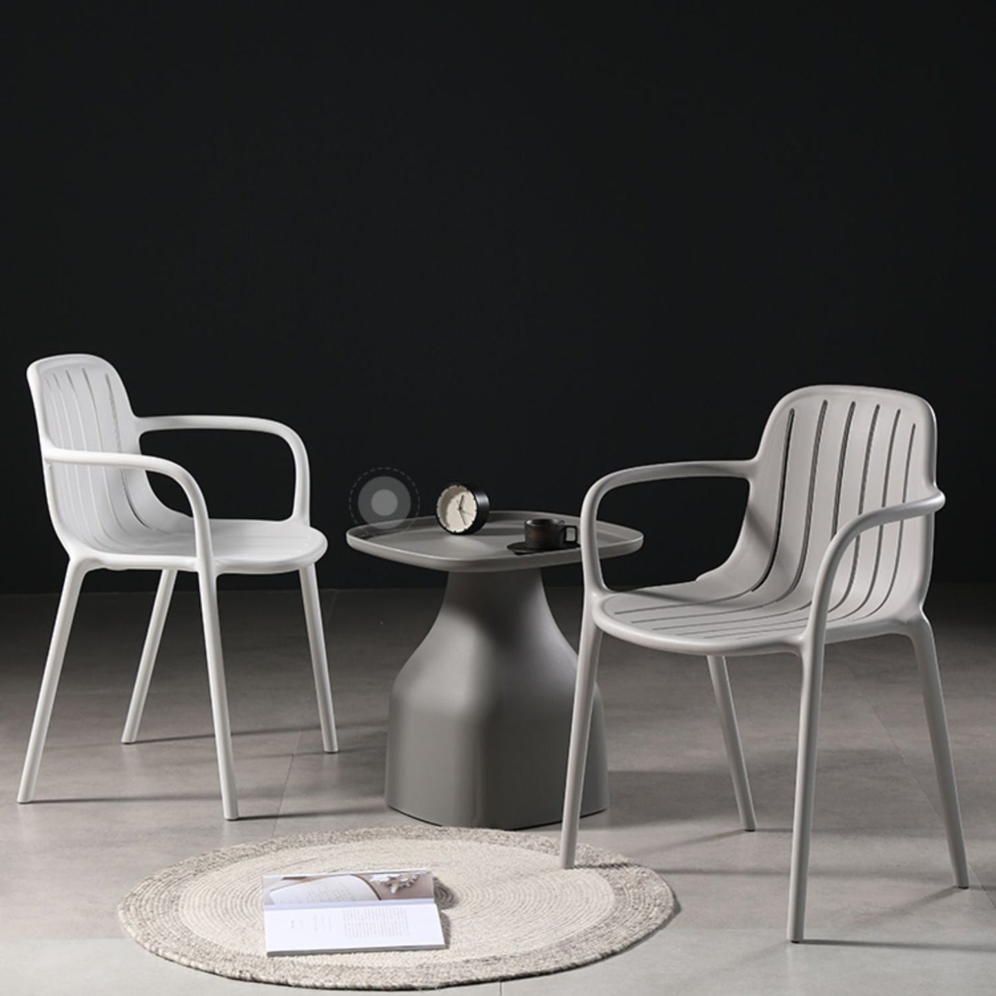 Contemporary Plastic Dining Arm Chair Windsor Back Side Chair for Home Use Clearhalo ' kitchen&dining_furn' 'Dining Chairs' 'Dining Tables & Seating' 'dining_chair' 'furn' 'furn_dining_chair' 'Furniture' 'furniture_dining_chair' 'Kitchen & Dining Furniture' 'kitchen' 3483755