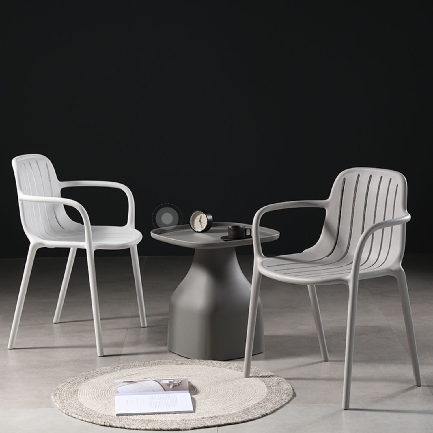 Contemporary Plastic Dining Arm Chair Windsor Back Side Chair for Home Use Clearhalo ' kitchen&dining_furn' 'Dining Chairs' 'Dining Tables & Seating' 'dining_chair' 'furn' 'furn_dining_chair' 'Furniture' 'furniture_dining_chair' 'Kitchen & Dining Furniture' 'kitchen' 3483755