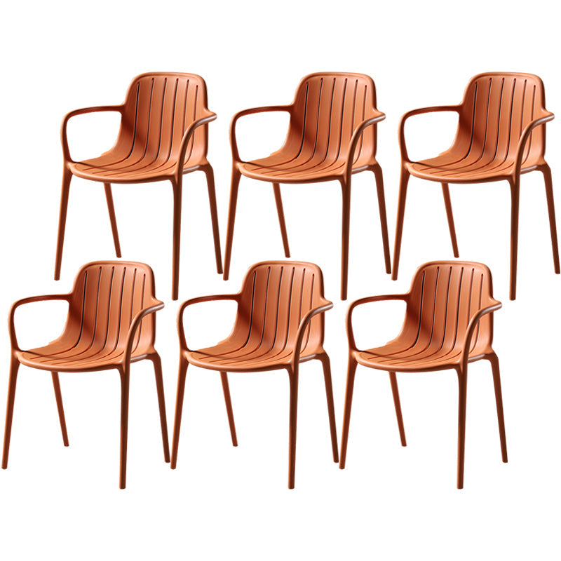 Contemporary Plastic Dining Arm Chair Windsor Back Side Chair for Home Use Orange 6 Piece Set Clearhalo ' kitchen&dining_furn' 'Dining Chairs' 'Dining Tables & Seating' 'dining_chair' 'furn' 'furn_dining_chair' 'Furniture' 'furniture_dining_chair' 'Kitchen & Dining Furniture' 'kitchen' 3483759