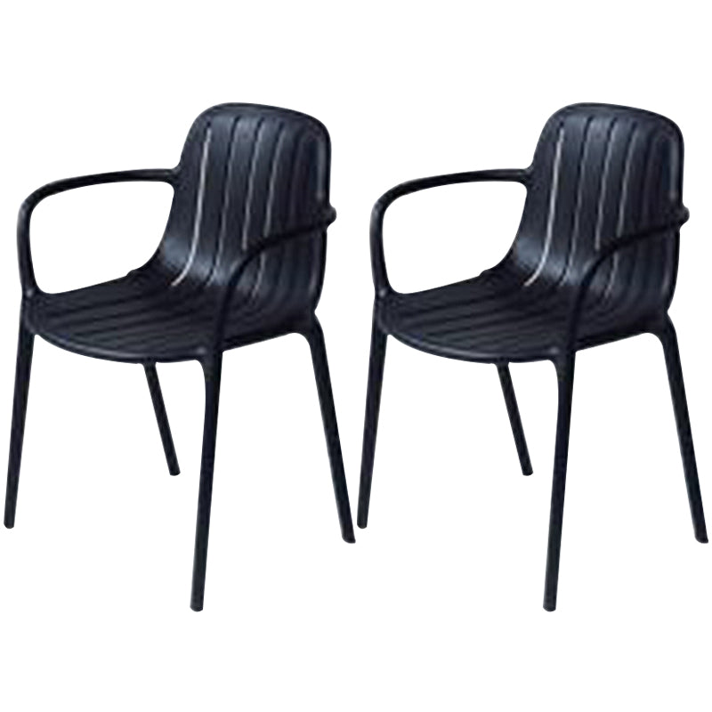 Contemporary Plastic Dining Arm Chair Windsor Back Side Chair for Home Use Black 2 Piece Set Clearhalo ' kitchen&dining_furn' 'Dining Chairs' 'Dining Tables & Seating' 'dining_chair' 'furn' 'furn_dining_chair' 'Furniture' 'furniture_dining_chair' 'Kitchen & Dining Furniture' 'kitchen' 3483760