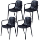 Contemporary Plastic Dining Arm Chair Windsor Back Side Chair for Home Use Black 4 Piece Set Clearhalo ' kitchen&dining_furn' 'Dining Chairs' 'Dining Tables & Seating' 'dining_chair' 'furn' 'furn_dining_chair' 'Furniture' 'furniture_dining_chair' 'Kitchen & Dining Furniture' 'kitchen' 3483761