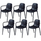 Contemporary Plastic Dining Arm Chair Windsor Back Side Chair for Home Use Black 6 Piece Set Clearhalo ' kitchen&dining_furn' 'Dining Chairs' 'Dining Tables & Seating' 'dining_chair' 'furn' 'furn_dining_chair' 'Furniture' 'furniture_dining_chair' 'Kitchen & Dining Furniture' 'kitchen' 3483762