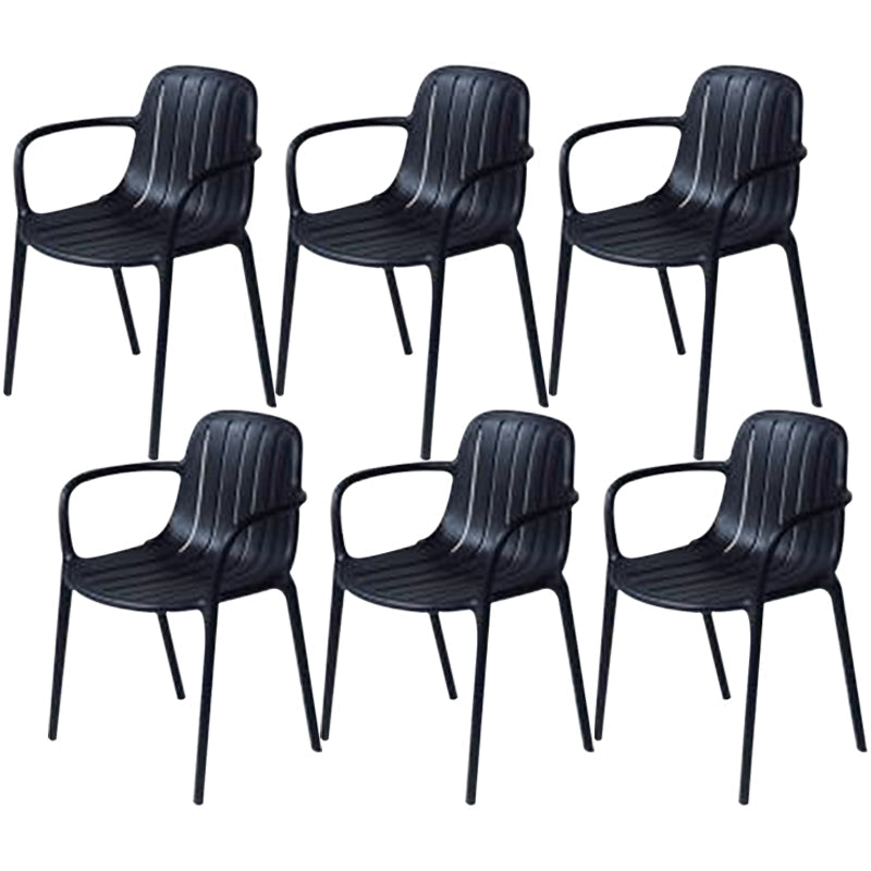 Contemporary Plastic Dining Arm Chair Windsor Back Side Chair for Home Use Black 6 Piece Set Clearhalo ' kitchen&dining_furn' 'Dining Chairs' 'Dining Tables & Seating' 'dining_chair' 'furn' 'furn_dining_chair' 'Furniture' 'furniture_dining_chair' 'Kitchen & Dining Furniture' 'kitchen' 3483762