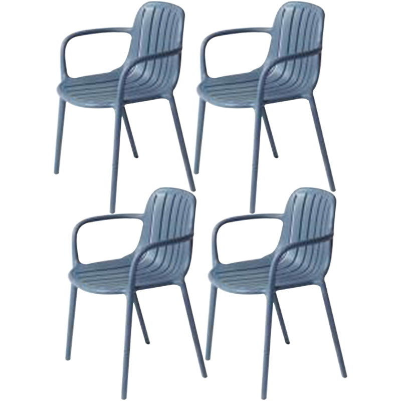 Contemporary Plastic Dining Arm Chair Windsor Back Side Chair for Home Use Dark Gray 4 Piece Set Clearhalo ' kitchen&dining_furn' 'Dining Chairs' 'Dining Tables & Seating' 'dining_chair' 'furn' 'furn_dining_chair' 'Furniture' 'furniture_dining_chair' 'Kitchen & Dining Furniture' 'kitchen' 3483764