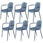 Contemporary Plastic Dining Arm Chair Windsor Back Side Chair for Home Use Dark Gray 6 Piece Set Clearhalo ' kitchen&dining_furn' 'Dining Chairs' 'Dining Tables & Seating' 'dining_chair' 'furn' 'furn_dining_chair' 'Furniture' 'furniture_dining_chair' 'Kitchen & Dining Furniture' 'kitchen' 3483765