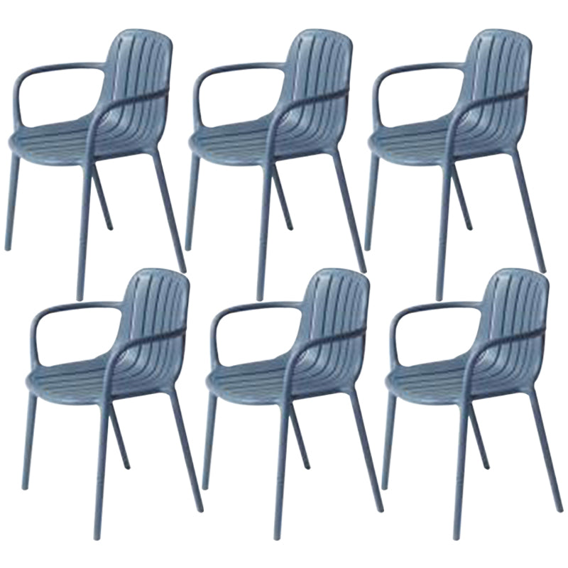 Contemporary Plastic Dining Arm Chair Windsor Back Side Chair for Home Use Dark Gray 6 Piece Set Clearhalo ' kitchen&dining_furn' 'Dining Chairs' 'Dining Tables & Seating' 'dining_chair' 'furn' 'furn_dining_chair' 'Furniture' 'furniture_dining_chair' 'Kitchen & Dining Furniture' 'kitchen' 3483765