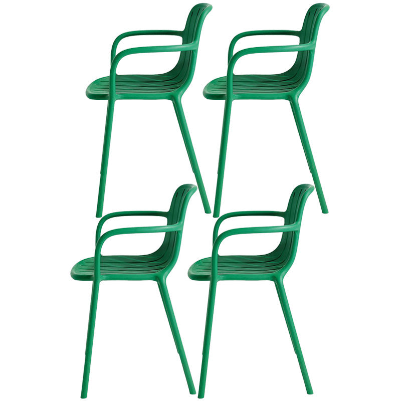 Contemporary Plastic Dining Arm Chair Windsor Back Side Chair for Home Use Dark Green 4 Piece Set Clearhalo ' kitchen&dining_furn' 'Dining Chairs' 'Dining Tables & Seating' 'dining_chair' 'furn' 'furn_dining_chair' 'Furniture' 'furniture_dining_chair' 'Kitchen & Dining Furniture' 'kitchen' 3483767