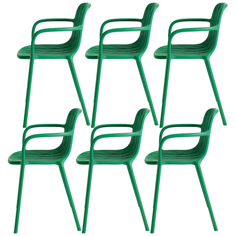 Contemporary Plastic Dining Arm Chair Windsor Back Side Chair for Home Use Dark Green 6 Piece Set Clearhalo ' kitchen&dining_furn' 'Dining Chairs' 'Dining Tables & Seating' 'dining_chair' 'furn' 'furn_dining_chair' 'Furniture' 'furniture_dining_chair' 'Kitchen & Dining Furniture' 'kitchen' 3483768
