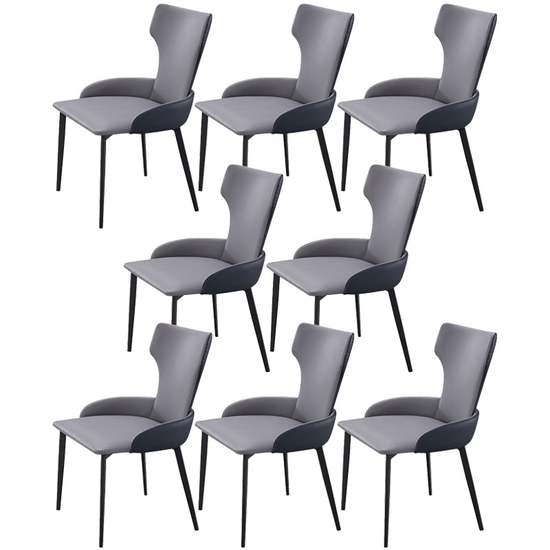 Metal Contemporary Style Home Side Chair Wingback Side Chair of 21'' Wide Chair Grey 8 Piece Set Clearhalo ' kitchen&dining_furn' 'Dining Chairs' 'Dining Tables & Seating' 'dining_chair' 'furn' 'furn_dining_chair' 'Furniture' 'furniture_dining_chair' 'Kitchen & Dining Furniture' 'kitchen' 3483775