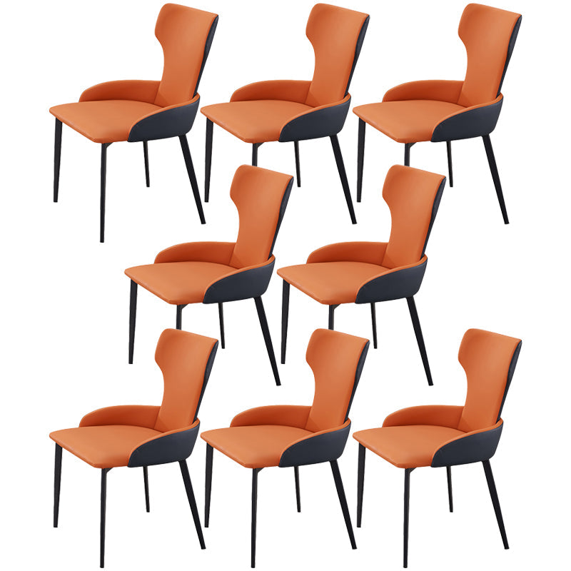 Metal Contemporary Style Home Side Chair Wingback Side Chair of 21'' Wide Chair Orange 8 Piece Set Clearhalo ' kitchen&dining_furn' 'Dining Chairs' 'Dining Tables & Seating' 'dining_chair' 'furn' 'furn_dining_chair' 'Furniture' 'furniture_dining_chair' 'Kitchen & Dining Furniture' 'kitchen' 3483783