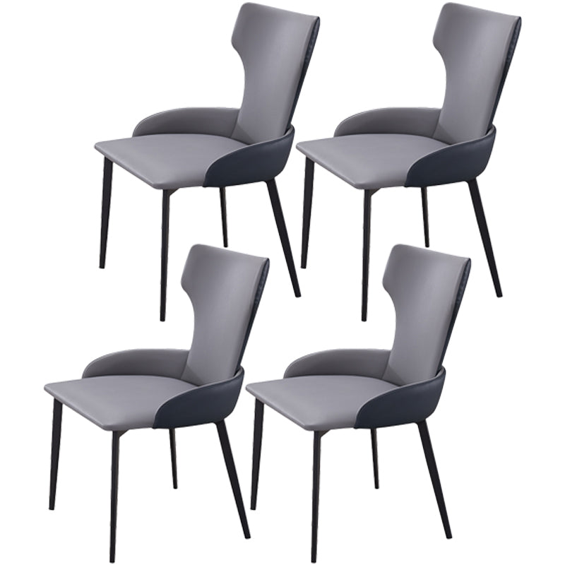 Metal Contemporary Style Home Side Chair Wingback Side Chair of 21'' Wide Chair Silver Gray 4 Piece Set Clearhalo ' kitchen&dining_furn' 'Dining Chairs' 'Dining Tables & Seating' 'dining_chair' 'furn' 'furn_dining_chair' 'Furniture' 'furniture_dining_chair' 'Kitchen & Dining Furniture' 'kitchen' 3483785