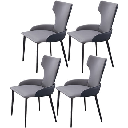 Metal Contemporary Style Home Side Chair Wingback Side Chair of 21'' Wide Chair Silver Gray 4 Piece Set Clearhalo ' kitchen&dining_furn' 'Dining Chairs' 'Dining Tables & Seating' 'dining_chair' 'furn' 'furn_dining_chair' 'Furniture' 'furniture_dining_chair' 'Kitchen & Dining Furniture' 'kitchen' 3483785