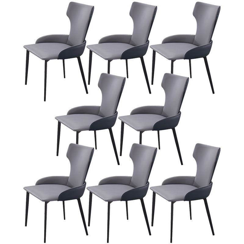 Metal Contemporary Style Home Side Chair Wingback Side Chair of 21'' Wide Chair Silver Gray 8 Piece Set Clearhalo ' kitchen&dining_furn' 'Dining Chairs' 'Dining Tables & Seating' 'dining_chair' 'furn' 'furn_dining_chair' 'Furniture' 'furniture_dining_chair' 'Kitchen & Dining Furniture' 'kitchen' 3483787