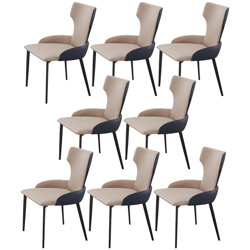 Metal Contemporary Style Home Side Chair Wingback Side Chair of 21'' Wide Chair Khaki 8 Piece Set Clearhalo ' kitchen&dining_furn' 'Dining Chairs' 'Dining Tables & Seating' 'dining_chair' 'furn' 'furn_dining_chair' 'Furniture' 'furniture_dining_chair' 'Kitchen & Dining Furniture' 'kitchen' 3483789