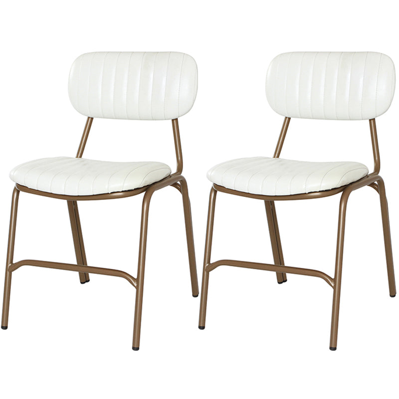 Upholstered Armless Dining Chairs Industrial Open Back Side Chair with Metal Legs White 2 Piece Set Clearhalo ' kitchen&dining_furn' 'Dining Chairs' 'Dining Tables & Seating' 'dining_chair' 'furn' 'furn_dining_chair' 'Furniture' 'furniture_dining_chair' 'Kitchen & Dining Furniture' 'kitchen' 3483798