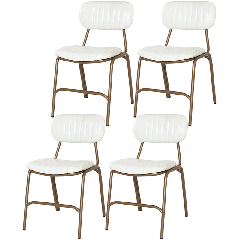 Upholstered Armless Dining Chairs Industrial Open Back Side Chair with Metal Legs White 4 Piece Set Clearhalo ' kitchen&dining_furn' 'Dining Chairs' 'Dining Tables & Seating' 'dining_chair' 'furn' 'furn_dining_chair' 'Furniture' 'furniture_dining_chair' 'Kitchen & Dining Furniture' 'kitchen' 3483800