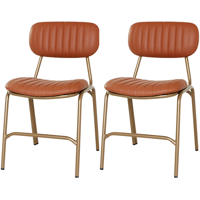 Upholstered Armless Dining Chairs Industrial Open Back Side Chair with Metal Legs Brick Red 2 Piece Set Clearhalo ' kitchen&dining_furn' 'Dining Chairs' 'Dining Tables & Seating' 'dining_chair' 'furn' 'furn_dining_chair' 'Furniture' 'furniture_dining_chair' 'Kitchen & Dining Furniture' 'kitchen' 3483804