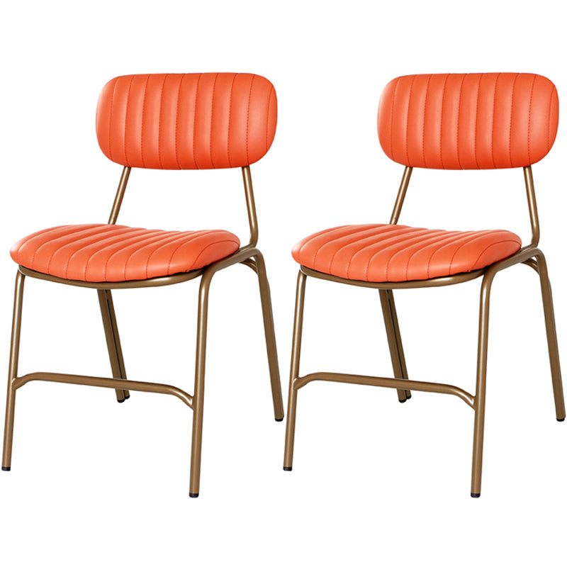 Upholstered Armless Dining Chairs Industrial Open Back Side Chair with Metal Legs Orange 2 Piece Set Clearhalo ' kitchen&dining_furn' 'Dining Chairs' 'Dining Tables & Seating' 'dining_chair' 'furn' 'furn_dining_chair' 'Furniture' 'furniture_dining_chair' 'Kitchen & Dining Furniture' 'kitchen' 3483810