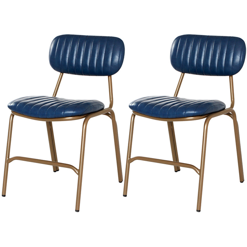 Upholstered Armless Dining Chairs Industrial Open Back Side Chair with Metal Legs Royal Blue 2 Piece Set Clearhalo ' kitchen&dining_furn' 'Dining Chairs' 'Dining Tables & Seating' 'dining_chair' 'furn' 'furn_dining_chair' 'Furniture' 'furniture_dining_chair' 'Kitchen & Dining Furniture' 'kitchen' 3483813